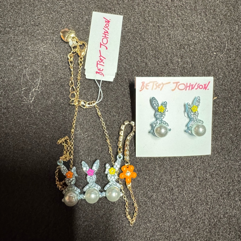 Betsey Johnson Gold and Blue Butterfly Jewelry Set